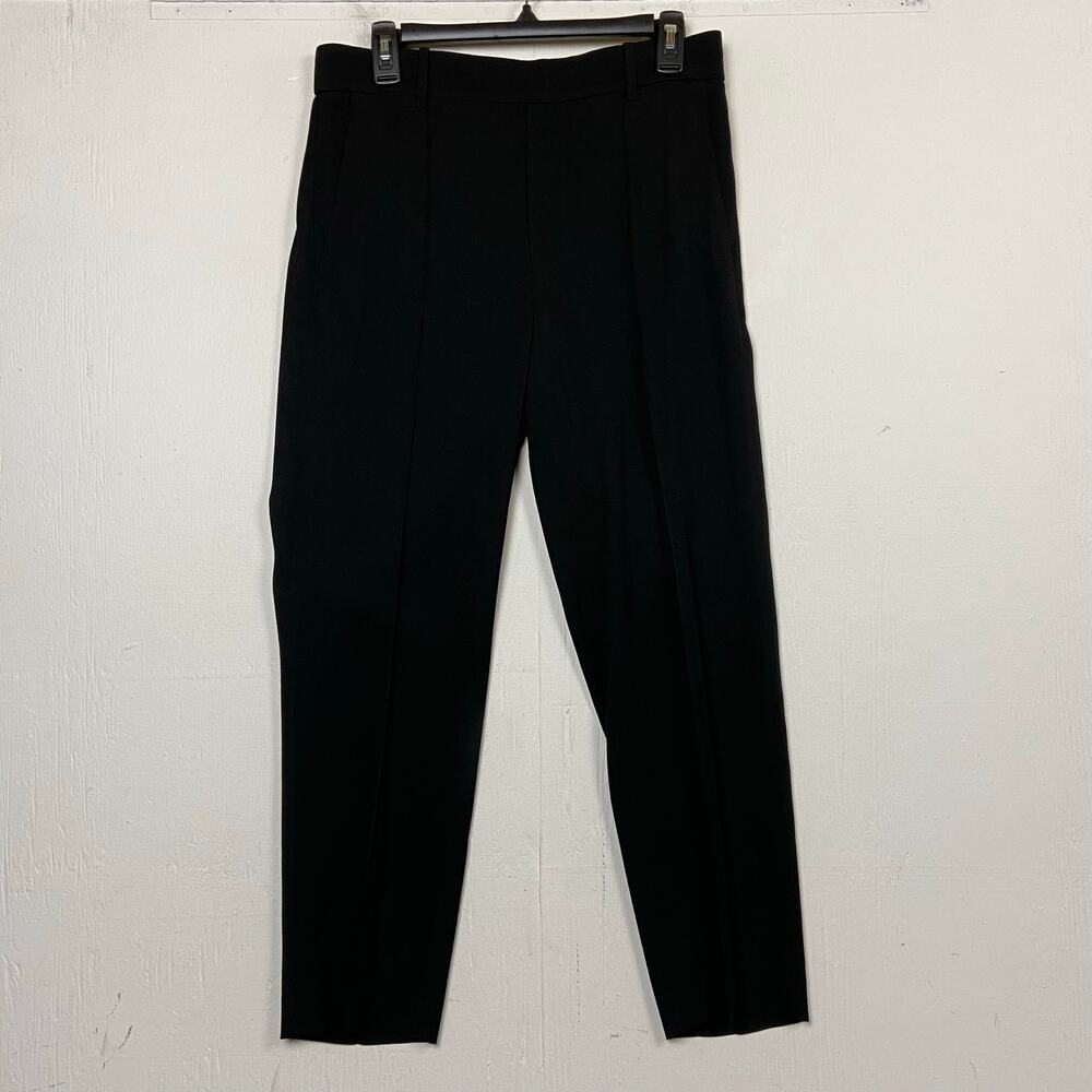 Vince Black Front Seam Pull On Straight Leg Career Minimalist Pants Size Medium